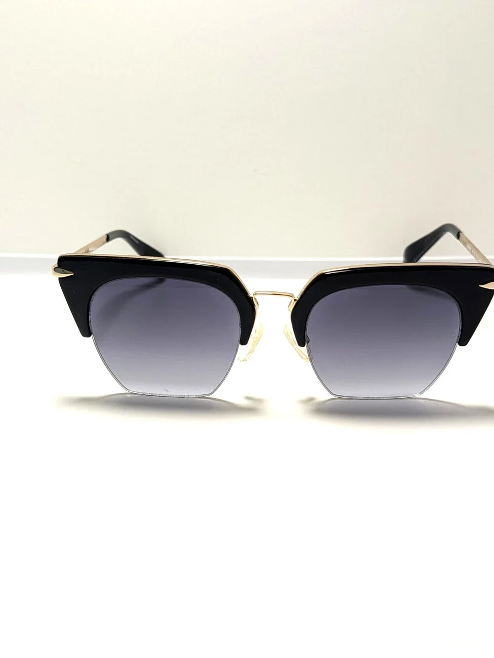 Rag & Bone RNB1007/S Gray UV Black Gold Browline Women's Sunglasses  51-21-145